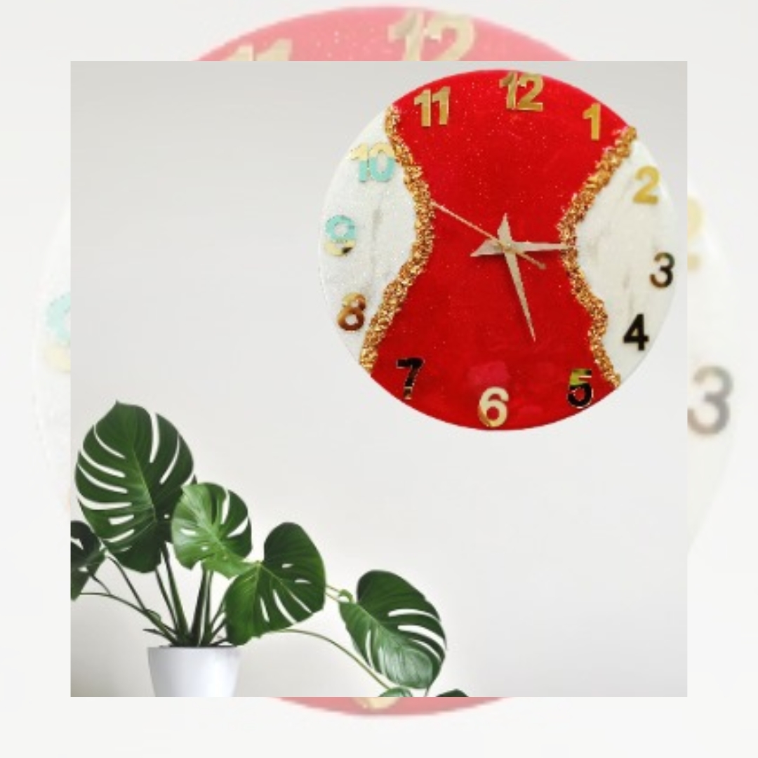 Red Edge Resin Clock